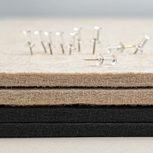 Lightomorrow Bulletin Board, 24 x 18 inches Decorative Felt Pin Board, Vision Board Cork Board Alternative for Wall, Foldable Photo Board Self-Adhesive Vision Board Mood Board with 20 Pushpins - Black 6