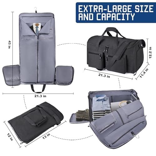 HILOMON Convertible Duffle Bags for Travel Carry On Suit Duffle Bags with Shoulder Strap 2 in 1 Hanging Garment Duffle Bag for Men Women 6