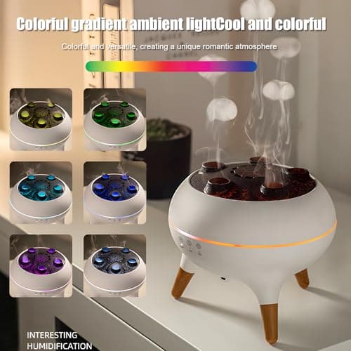 Holwim Essential Oil Jellyfish Diffuser, Aromatherapy Diffuser, 250ml Ultrasonic Cool Mist Humidifier, Music Sync Jelly Fish Diffuser with 7 Colors Light, Remote, Timer for Home Office (White) 5