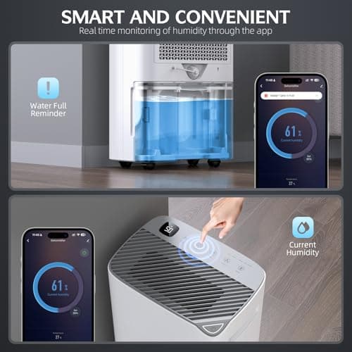 BBianLyy 2500 Sq.Ft Smart Compressor Dehumidifiers for Home, Basement Bedroom,Bathroom, 34 Pints Energy Star, Auto or Manual Drainage, with Drain Hose,Continuous Drainage, Auto Defrost, 24H Timer 7