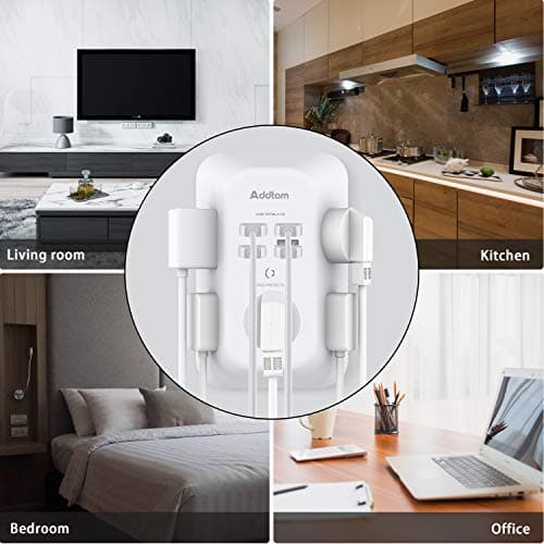 Addtam USB Wall Charger Surge Protector 5 Outlet Extender with 4 USB Charging Ports (1 USB C Outlet) 3 Sided 1800J Power Strip Multi Plug Outlets Wall Adapter Spaced for Home Travel Office ETL Listed 7