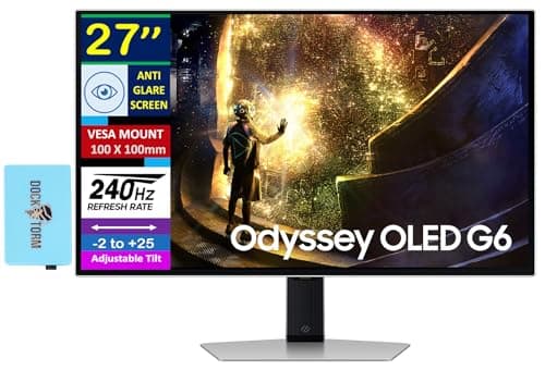 Samsung 27" Odyssey OLED QHD 240Hz 0.03ms FreeSync Premium Pro Gaming Monitor, Flicker Free, Anti-Glare,VESA Mount (100mm), HDMI, Display Port, Dockztorm USB Port Expander,Silver (2026 Latest Model)