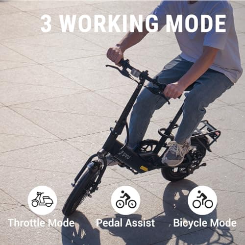 DYU Electric Bike, 350W Motor Folding Electric Bicycles, 36V 7.5Ah Battery, 3 Levels Assist, Dual Disc Brakes, 14" Foldable ebike for Adults and Teens with Pedals 5