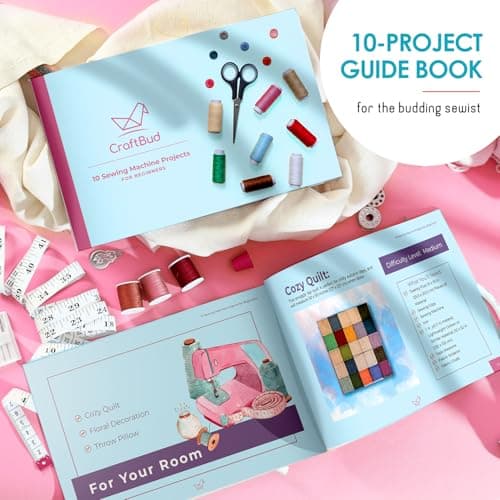 Mini Sewing Machine for Beginners, 122-Piece Portable Sewing Machine, Dual Speed Small Sewing Machine, Adults and Kids Sewing Machine, Travel Beginner Sewing Machines with Sewing Kit and Book, Blue 6