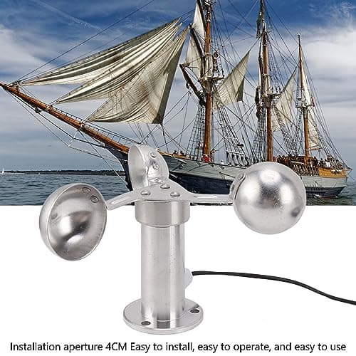 Luqeeg Wind Speed Sensor, High Accuracy Three Cup Anemometer, Aluminum Alloy Material with 8m Cable for Wind Measurement in Power Plants, Meteorological Stations, Easy to Install 3