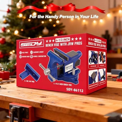 Heavy Duty Bench Vise 4.5 Inch: Table Clamp Woodworking Vice Press Drill Tools Workbench Wood Metal Pipe Work Shop Block Swivel Slide Cross Welding Machine Kit Milling Grip Precision Magnetic Jaw Pad 9