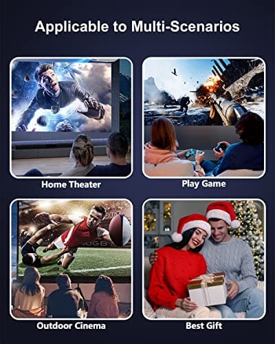 FUDONI Projector with WiFi and Bluetooth 4K Support, 300ANSI Outdoor Indoor Projector FHD 1080P Max 300" Display, Movie Video Home Theater Projector Compatible w/HDMI/USB/Phone/Laptop/TV Stick 8