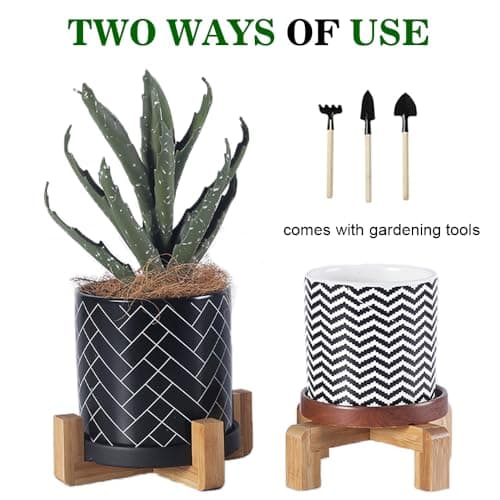 ARTORA Small Wood Plant Stand, Mid Century Modern Succulents Plant Pot Holder Decorative Planter Stand for Small Indoor Plants (Natural) 4