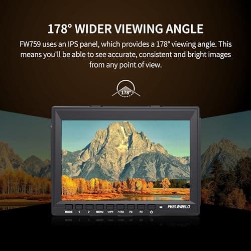 FEELWORLD FW759 7 Inch DSLR Camera Field Monitor HD Video Assist Slim IPS 1280x800 4K HDMI 1080p with Sunshade 5