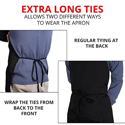 Utopia Kitchen 2 Pack Bib Apron, Adjustable with 2 Pockets, Water and Oil Resistant, Cooking Kitchen Chef Apron for Women Men 6