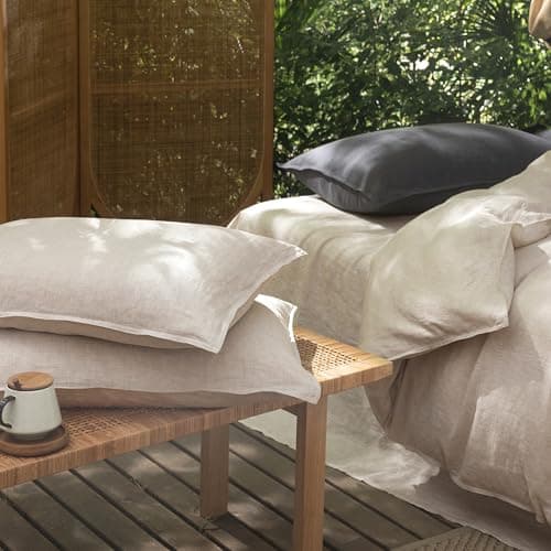 CHUFFED 100% French Linen Pillowcases Standard Size Set of 2 Linen Pillow Cases, Stone Washed Flax Pillow Shams with Zipper Closure - Breathable & Cooling for Hot Sleepers,20x26 Inches, Natural Linen 6