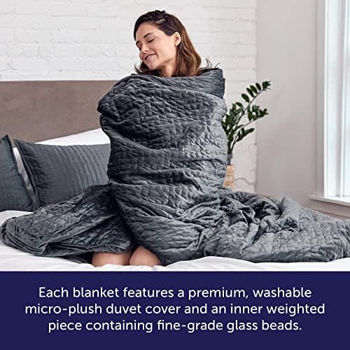 Gravity Weighted Blankets for Adults, 35lbs Grey (90" x 90", Queen/King) - Heavy Comfort Cotton Blanket with Glass Beads - Utra-Soft Premium Breathable Microfiber Duvet Cover - Machine Washable 5