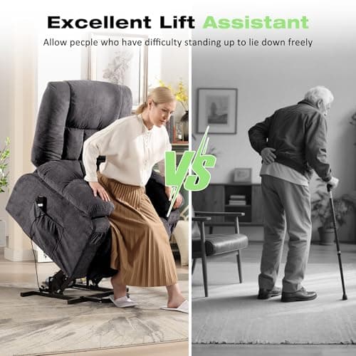 BOSMILLER Power Lift Recliner Chair with Massage and Heat for Elderly,Electric Lift Chair with USB Charging Runction and Side Pockets, Suitable for Living Rooms and bedrooms,Grey 5
