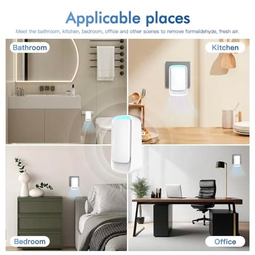 Plug In Air Ionizers - Negative Ion Technology Air Purifier - Quiet Operation Air Freshener for Home, Bedroom, Office, Garage Room - Portable Air Purifiers Odor,Pets Smell - Air Cleaner White (4 Pack） 7