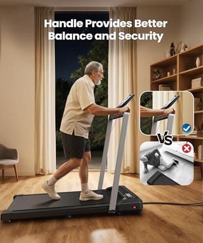 WELLFIT Walking Pad Treadmill with 10% Incline and Handle Bar, 3.0HP 320LBS Weight Capacity 2-in-1 Foldable Treadmill for Home Office, Smart App Voice Control Quiet Under Desk Walking Pad, No Assembly 6