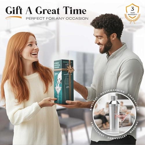 BARE BARREL Insulated Cocktail Shaker Set | Double Wall Stainless Steel | Martini Shaker for Home Bar Bartending | Built-in Drink Measure System & Strainer, Travel Bag, Recipes | Gift Set (Silver) 8