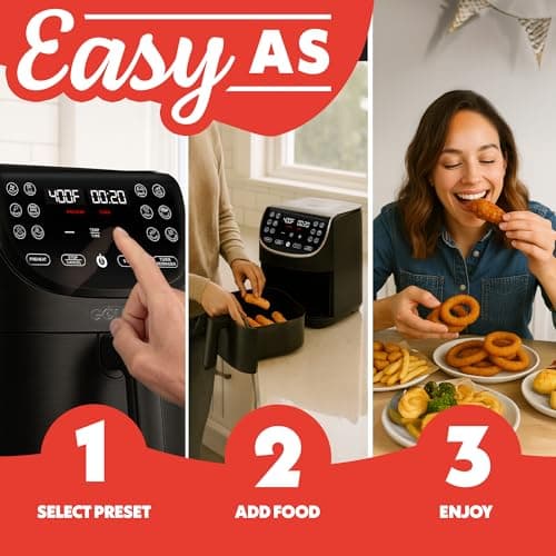 Gourmia Air Fryer - 7 Qt Large Capacity, FryForce 360º, Digital Display with 12 Presets, Roast, Bake, Broil, Dehydrate, Dishwasher Safe Accessories, Black 10