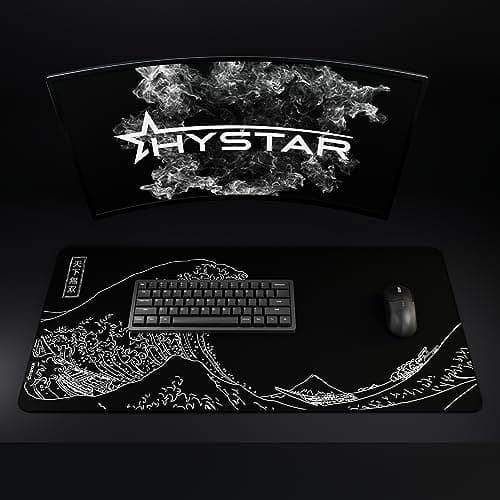 Hystar® Extended Gaming Mouse Pad | XXL 36" x 16" | 5mm Thick, Waterproof Surface, Smooth Polyester Fabric, and Natural Rubber Base | The Great Wave (Black) 6