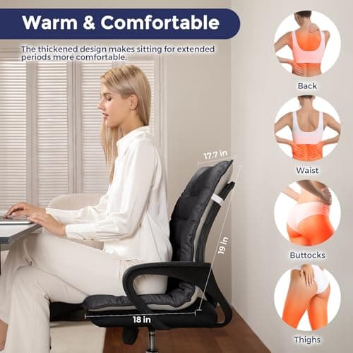 Heated Seat Cushion for Office Chair, Heated Seat Pad for Pain Relief Promote Blood Circulation with 3 Heat Levels & 90mins Auto-off, Chair Warmer for Back, Waist, Hips, Thighs Home Office Use Dark 5