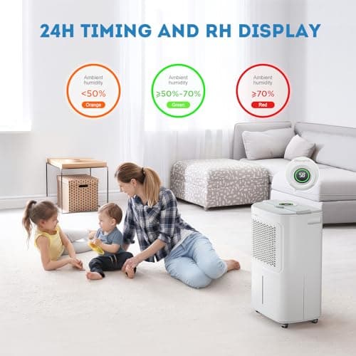 Dehumidifier for Basement, Home Dehumidifiers with Drain Hose for Large Room Bathroom, Auto Drain or Manual Drainage (31 pint) 3