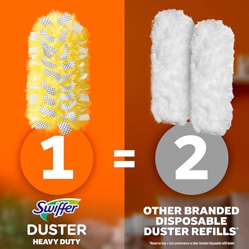 Swiffer Duster Kit with 3 ft Extendable Handle, Heavy Duty Dusting Starter Kit with 12 Refills, for Ceiling Fans, Vents and Hard to Reach Places 12