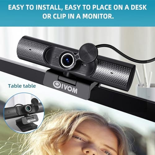 Oivom Webcam with Microphone and Speaker, 1080P Web Camera for Desktop Computer Laptop, USB Camera with Physical Privacy Cover,Plug and Play, Streaming Webcam, Wide Angle PC Cam (1080p mic Speaker) 6