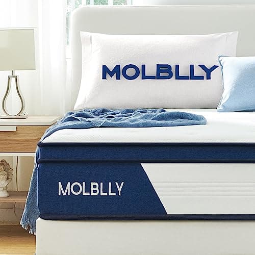 Molblly Queen Mattress, 12 Inch Innerspring Mattress in a Box,Ultimate Motion Isolation Individually Wrapped Pocket Coils Mattress,Pressure Relief,Back Pain Relief Cool Queen Bed Mattress