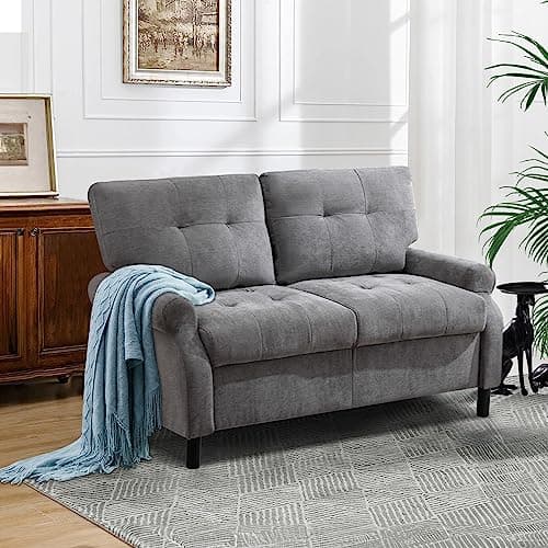 BOSMILLER 55" Loveseat Sofa, 2 Seater Sofa for Small Spaces, Removable Back and Thickened Soft Sofa Cushion, Furniture for Bedroom, Living Room, Apartment, Solid and Easy to Install (Light Grey) 7