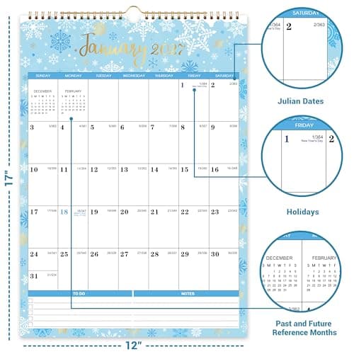 Calendar 2026-2027 - 2026-2027 Wall Calendar, Jul 2026 - Dec 2027, Large Wall Calendar 2026-2027, 12" x 17", 18 Months Calendar 26-27 Large with Hook, Perfect for Organizing - 12 Different Themes 5