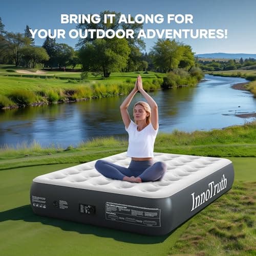 InnoTruth Camping Air Mattress, Full Size with Built in Pump, Inflatable Mattress Blow up Mattress, Family Choice Award Winner-13 Colchones Inflables Foldable Air Bed for Guest & Home, Grey 5