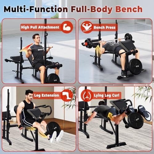 Adjustable Weight Bench Press Set - Full Body Strength Training Workout Bench, 8 in 1 Multi-Function Exercise Equipment with Leg Developer, Preacher Curl Pad, Chest Fly for Home Gym 7