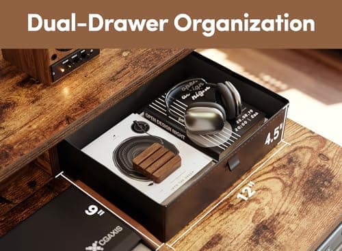 BANTI 55x24 Inch Electric Standing Desk with Double Drawers, Adjustable Height Stand Up Desk, Sit Stand Home Office Desk with Storage Shelf, Vintage Brown Top 7