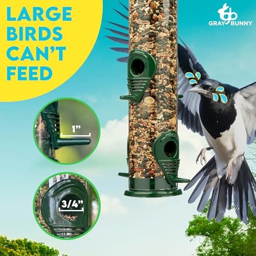 Bird Feeders for Outdoors (Metal, 2 Pack) – Chew-Proof Hanging Bird Feeder with 4 Ports, Rust-Proof Heavy Duty Tube Design, 15 Inches 7