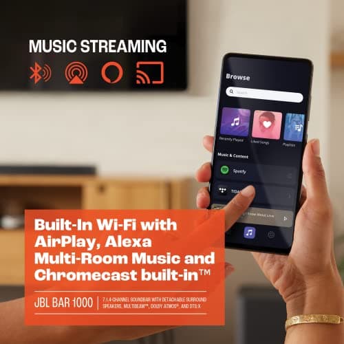 JBL Bar 1000: 7.1.4-Channel Soundbar with Detachable Surround Speakers, MultiBeam™, Dolby Atmos®, and DTS:X®, Black (Renewed) 8