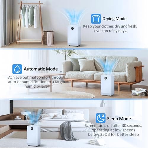 Kol Air 2500 Sq.Ft Dehumidifier with Drain Hose for Basement and Home Large Bedroom Bathroom, 35 Pints Dehumidifiers with Auto Shut Off, Intelligent Humidity Control, Auto Defrost, 3 Modes, 24HR Timer 7