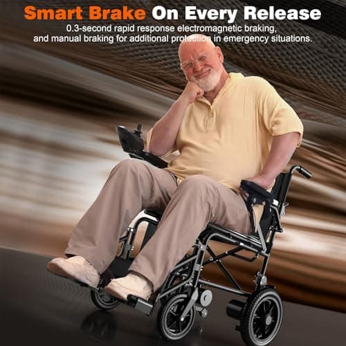 [2025 Upgrade] Hassky Electric Wheelchair for Adults, 15+ Miles Longer Range Power Wheelchair, Foldable Electric Wheelchairs Lightweight, All Terrain Motorized Wheelchair for Seniors Portable 6