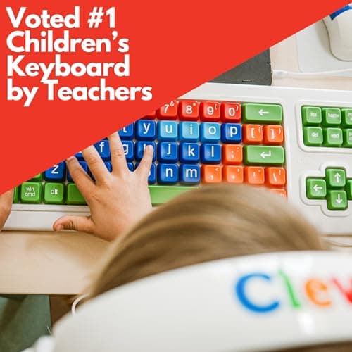 Clevy Keyboard Tri-Mode Lowercase - Kids Lowercase USB & Blutooth Compatible Colorful Spill Proof Keyboard for Early Education - Designed to Help Teach Computer and Typing Skills to Children 5