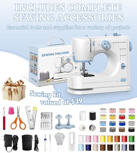 SEDNEE Sewing Machine for Beginners with 16 Built-in Stitches, Small Sewing Machine with Accessory Kit, 2-Speed, Foot Pedal & Storage Drawer, Portable Full-Feature Design for Home DIY (Blue) 7