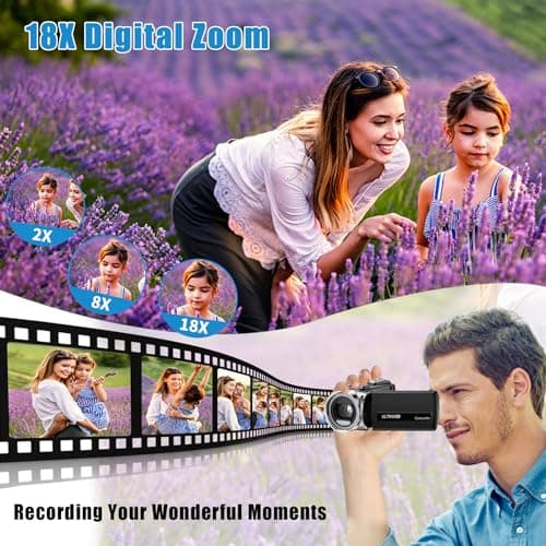 Video Camera Camcorder FHD 1080P 36MP Vlogging Camera for Youtube Video Recorder 3.0" 270 Degree Rotation Screen Video Cameras for Filming with Microphone,32GB SD Card and 2 Batteries 9