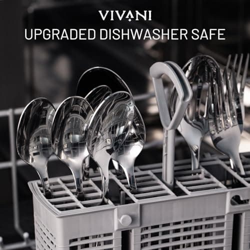 VIVANI 4-Piece Stainless Steel Buffet Serving Spoons Set, Include 2 Serving Spoons and 2 Slotted Spoons, Dishwasher Safe for Buffet, Catering and Party, 8.5 Inches 8