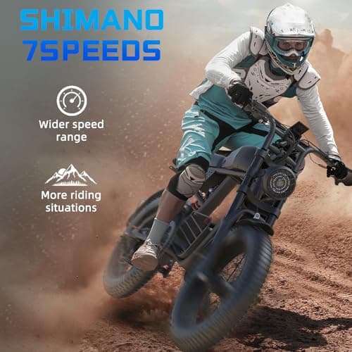 Aetherdriv Electric Bike for Adults 1500W, 35MPH 60Miles Range 20" Fat Tire Electric Bike, 48V 18.9Ah Battery Electric Mountain Bike,Hydraulic Brake for Ebike, 7-Speed All-Terrain Electric Dirt Bike 8