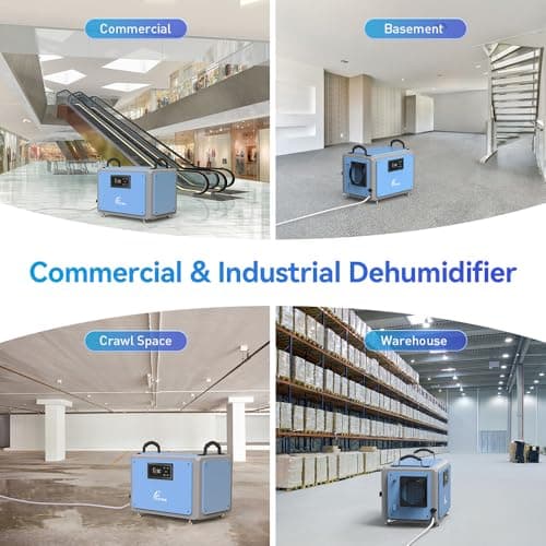 Tiitss Commercial Dehumidifier 120 Pint with Drain Hose for Crawl Spaces, Industrial, Basements, Garages, Dehumidifier with Pump, Portable, Compact, Large Capacity, Auto Defrost, Memory Restart 5