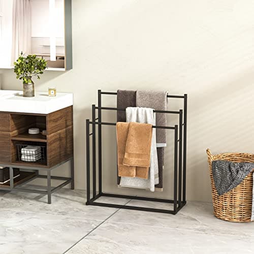 Honiter Towel Racks for Bathroom, 3 Tier Free Standing Towel Rack, Blanket Drying and Display Rack for Oversized Bath Towels Bathroom Accessories, Next to Tub or Shower 7