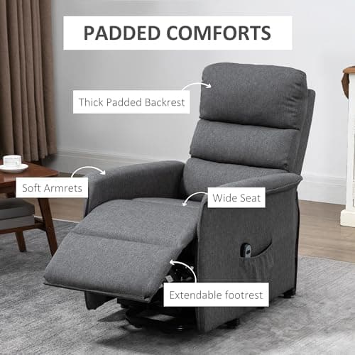 HOMCOM Power Lift Recliner Chair for Elderly, Easy Assembly, Fabric Lift Chair for Adults, Recliner Sofa with Remote Control, Side Pockets for Living Room, Gray 7