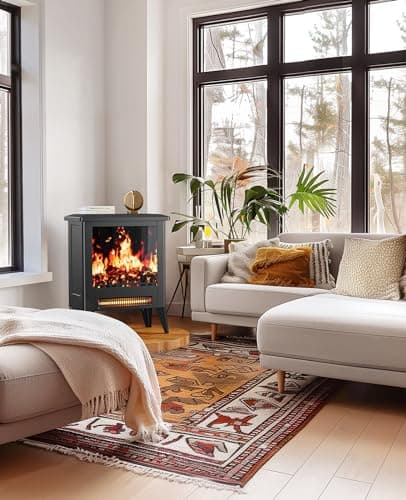 Silonn Electric Fireplace Heater, Quick Heating Portable Low Noise Fireplace with Temp Control, CSA Certified,18” Electric Fire Place with Overheat Protection Function for Living Room, Bedroom, Black 7