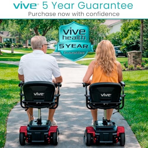 Vive 3 Wheel Mobility Scooter - Electric Powered Mobile Wheelchair Device for Adults - Folding, Collapsible and Compact for Travel - Long Range Power Extended Battery with Charger and Basket Included 9