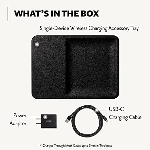 Courant Catch:3 Classics - Italian Leather Wireless Charging Station and Valet Tray (Black) - Compatible with iPhone 16, 15, 14, 13, 12, 11, Galaxy S24, S23, S22, S21, S20, Note, AirPods, AirPods Pro 6