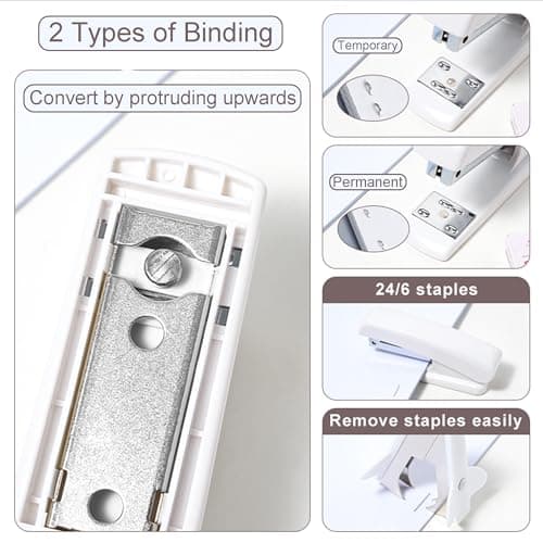 COMFYROOM Desk Accessories with Pen Holder, Office Supplies Desk Organizers and Accessories, Tape Dispenser, Stapler, Staple Remover, Staples, Clips Set, Ruler, Scissor, Pen, Tape (White) 5