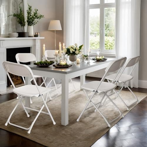 Winlice 10 PCS Plastic Folding Chair, Portable Commercial Chair, 450 LB Capacity Premium Plastic Folding Chairs, Folding Chair for Wedding Party Outdoor Indoor, Stackable Folding Chairs White 4