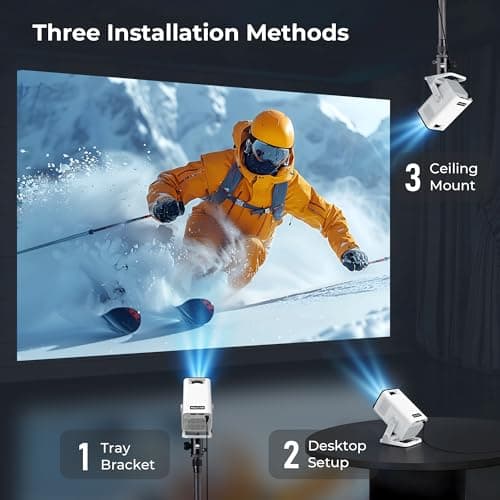 Mini Portable Projector for Bedroom with WiFi and Bi-directional Bluetooth 1080P 4K Support Smart Android 14 OS Auto Keystone Compatible with Netflix, YouTube, Prime Video, Disney+ 9